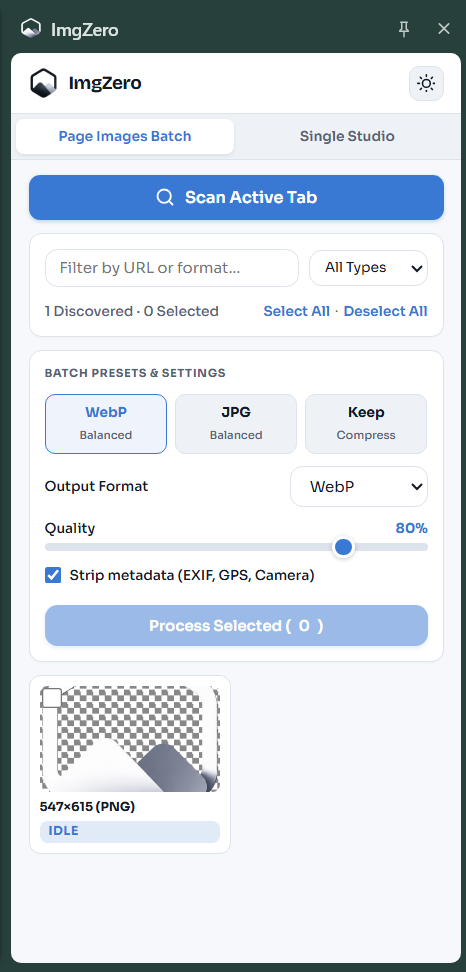 Extension Inspect Tab Metrics and EXIF State UI